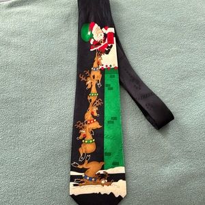 Yule Tie Greetings Santa and reindeers men’s tie